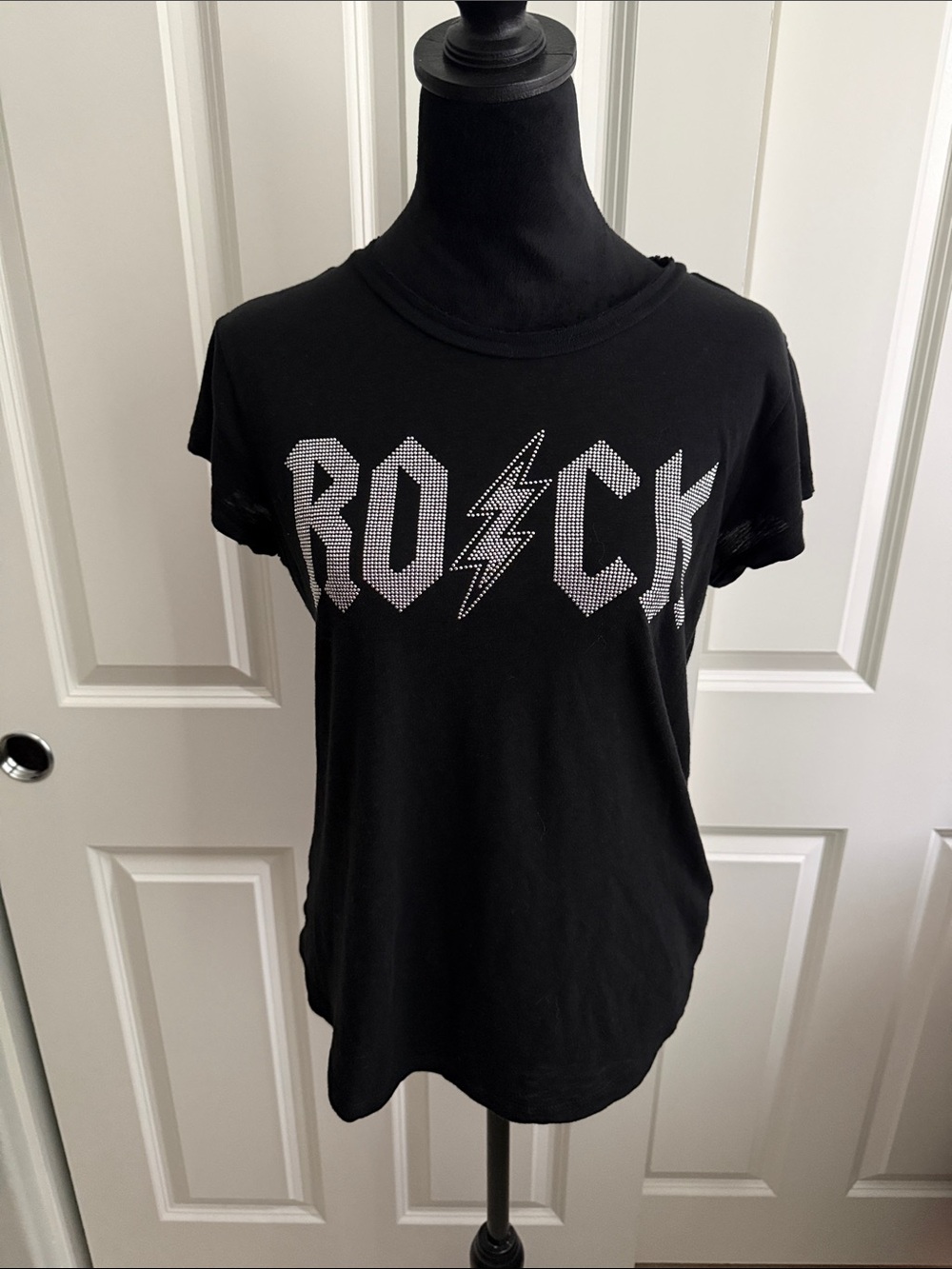 Black "ROCK" Rhinestone ZADIG &VOLTAIRE Graphic Tee - Women